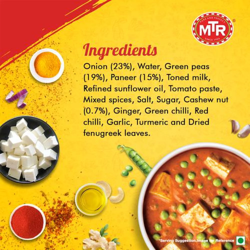 MTR Ready To Eat - Muttar Paneer, 300 g Carton-3.webp